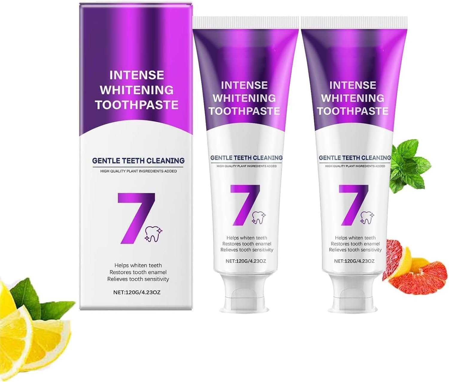Second image of 7-Pro Intensive Whitening Toothpaste,Upgraded Purple Formula with 7 Probiotics,Enamel Repair & Fresh Breath,for Deep Stain Remover Toothpaste