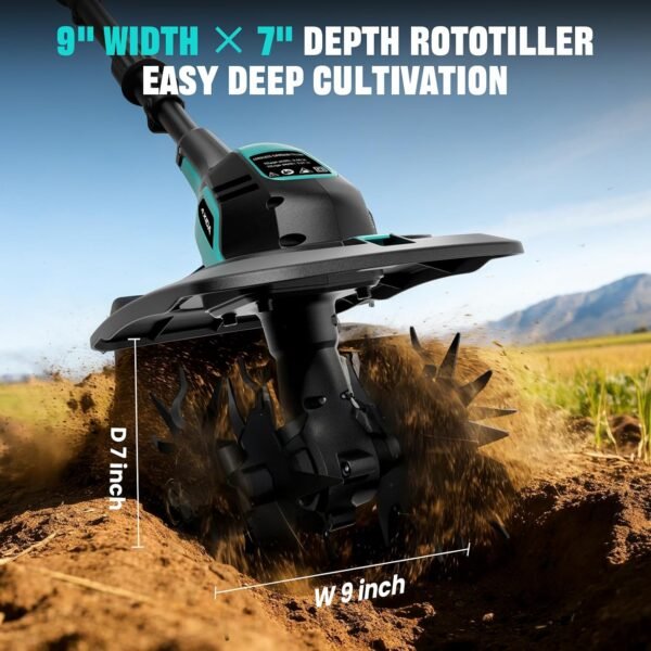 Second image of 20V Cordless Garden Tiller Cultivator with 2 * 4.0Ah Batteries & Charger