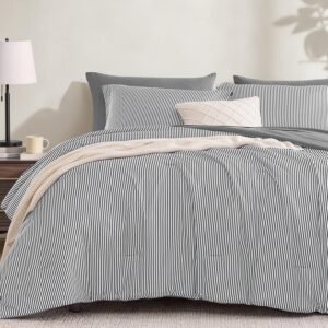 Monbix Queen Comforter Set - 7 Pieces Soft Bed in a Bag Queen Bedding Sets