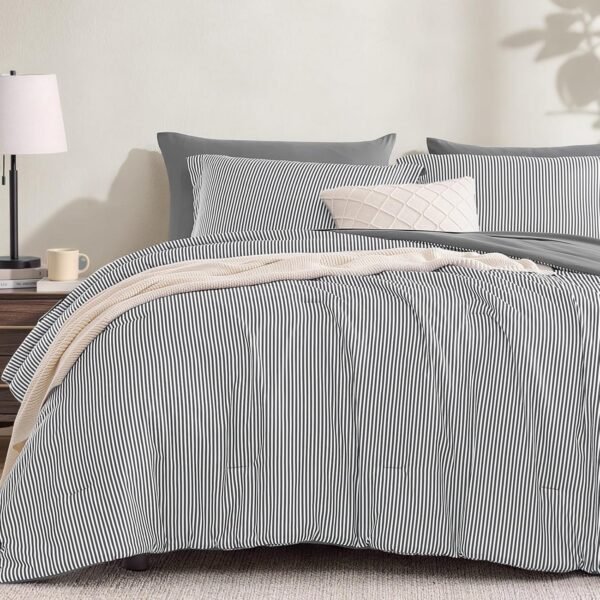 Monbix Queen Comforter Set - 7 Pieces Soft Bed in a Bag Queen Bedding Sets